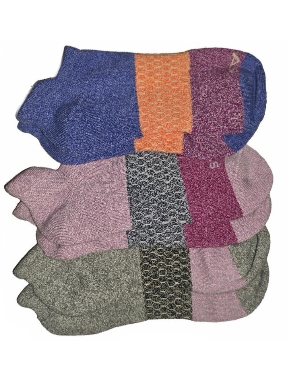 Bombas Ankle Socks Midweight 3-pair Unisex Medium Tri- Block Cotton Blend NEW